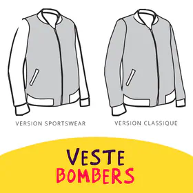 A black and white sketch of a Bomber-style jacket.