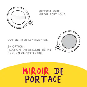 Un croquis en noir et blanc du Miroir de portage Coucou Hibou et ses détails